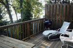 The deck Cottage #2 at Crown Point Resort in Stoughton, Wisconsin Lake Kegonsa